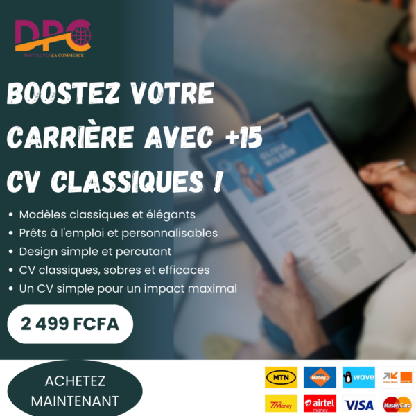 CV Classique - Pack +15 Modèles