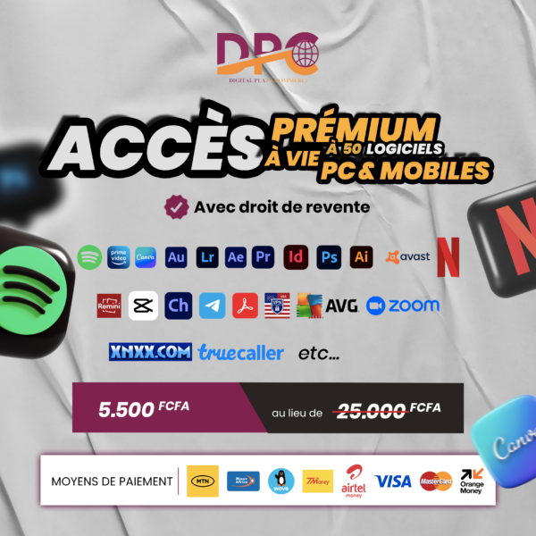 Accès Premium à Vie – 50 Logiciels PC & Mobiles