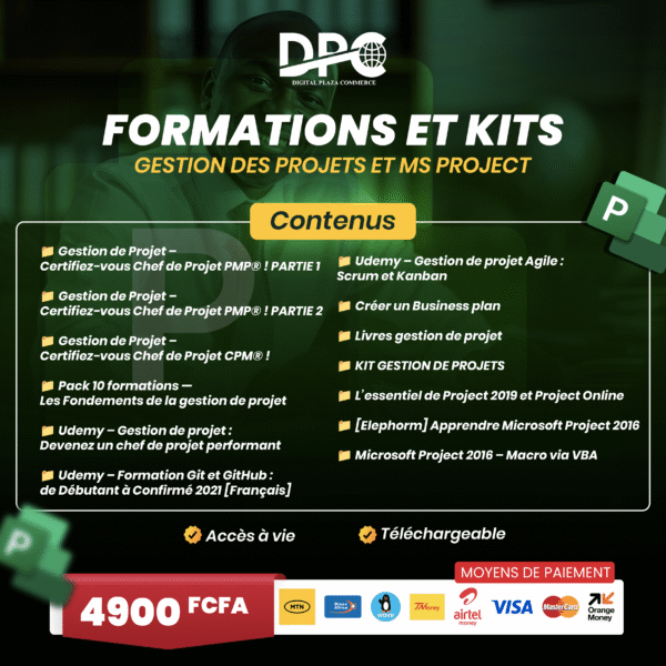 Pack Formations & Kits – Gestion de Projet et MS Project (PMP, Agile, Business Plan)